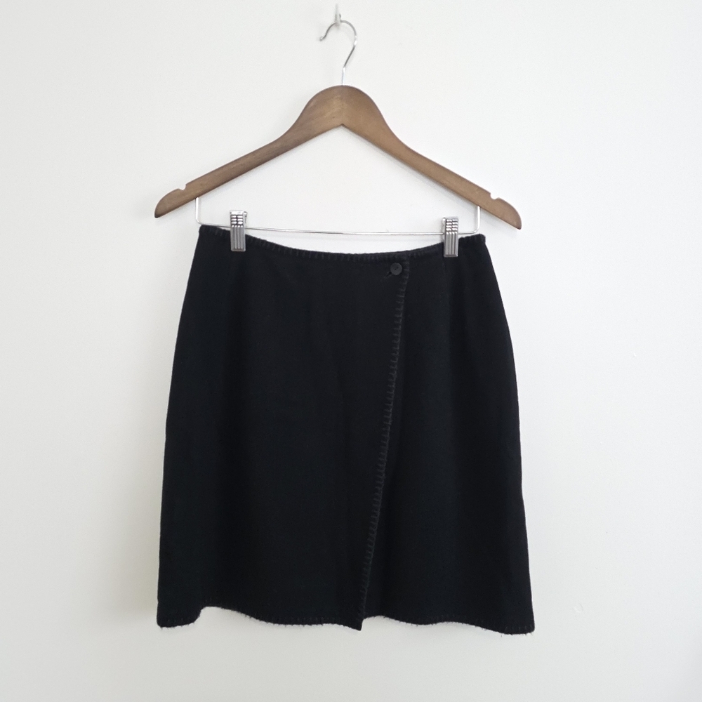 Vintage Holt Renfrew Black Wool Cashmere Mini Skirt